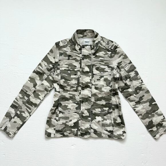 Kensie Jeans Camo Utility Zip Up Jacket Cargo Pockets, Size Medium - Picture 1 of 7